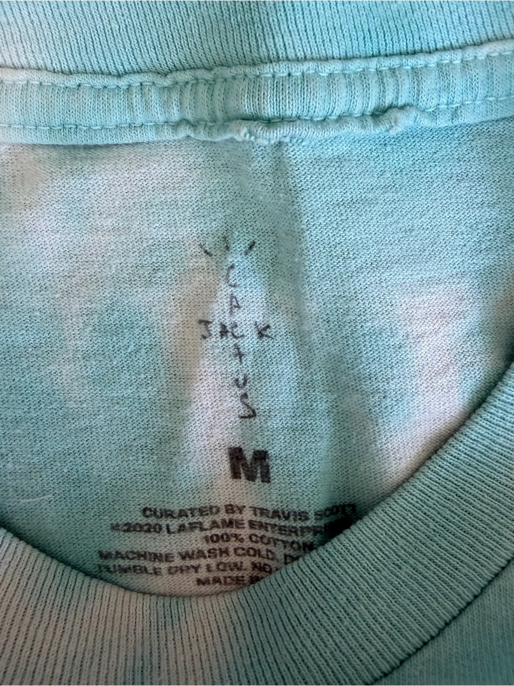 Travis Scott Astroworld blue tie-dye cotton t-shirt Size M - Picture 2 of 3